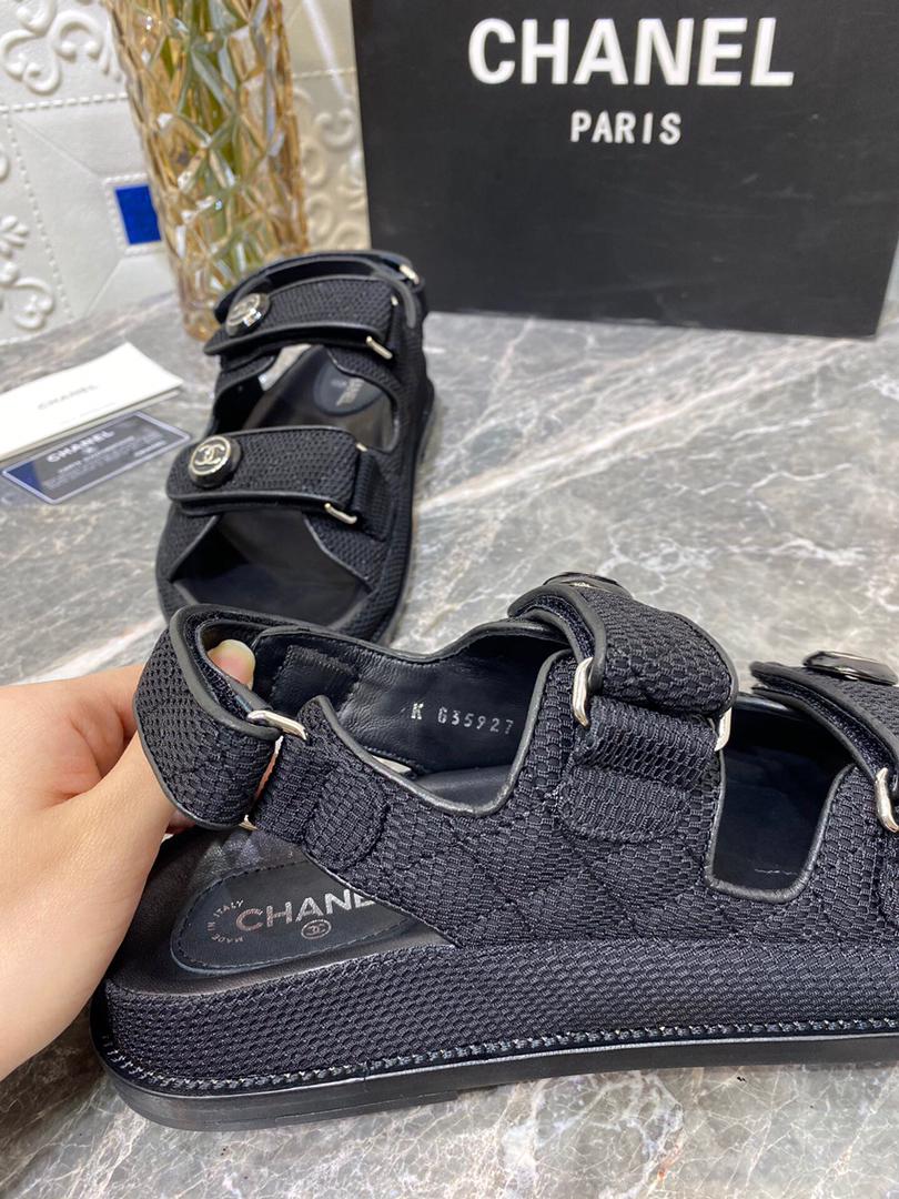 [TOP] CHANEL Dad Teva Fabric Sandals - Black