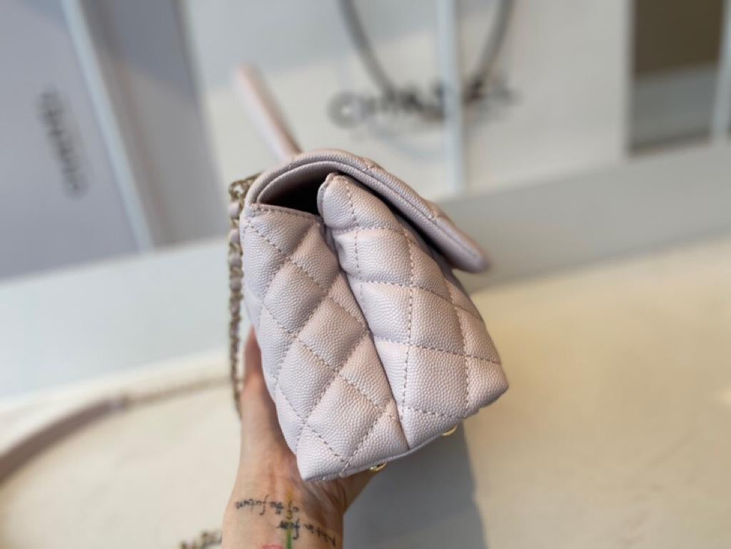 [TOP] CHANEL CoCo Handle Bag Caviar Small 19cm - Light Pink