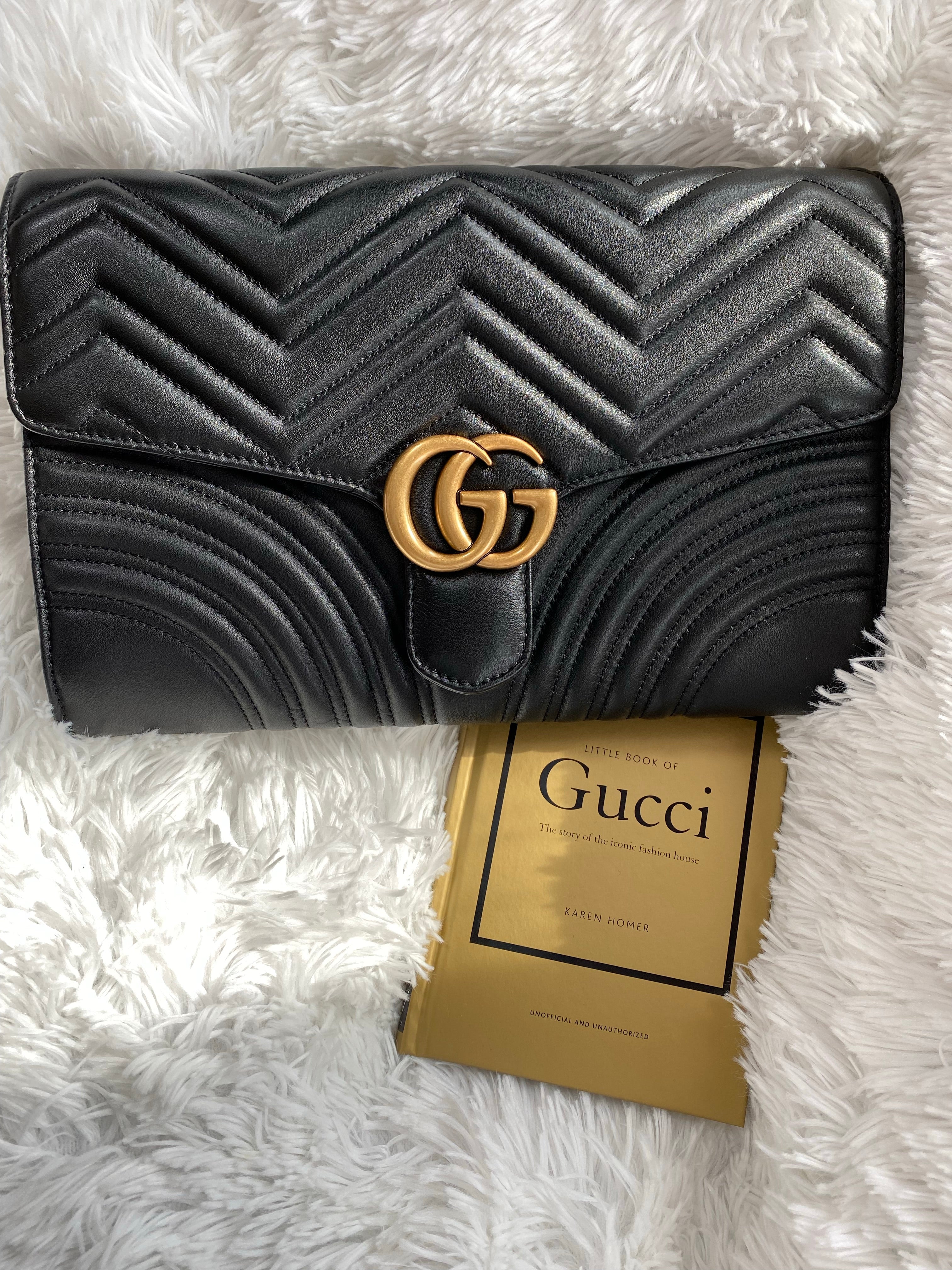 [TOP] GUCCI GG Marmont Bag 2.0 Clutch - Black