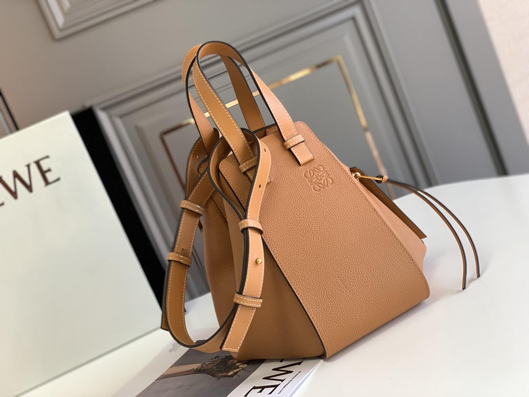 [TOP] LOEWE Calfskin Hammock Bag 20*19*14/29*14*26cm - Brown