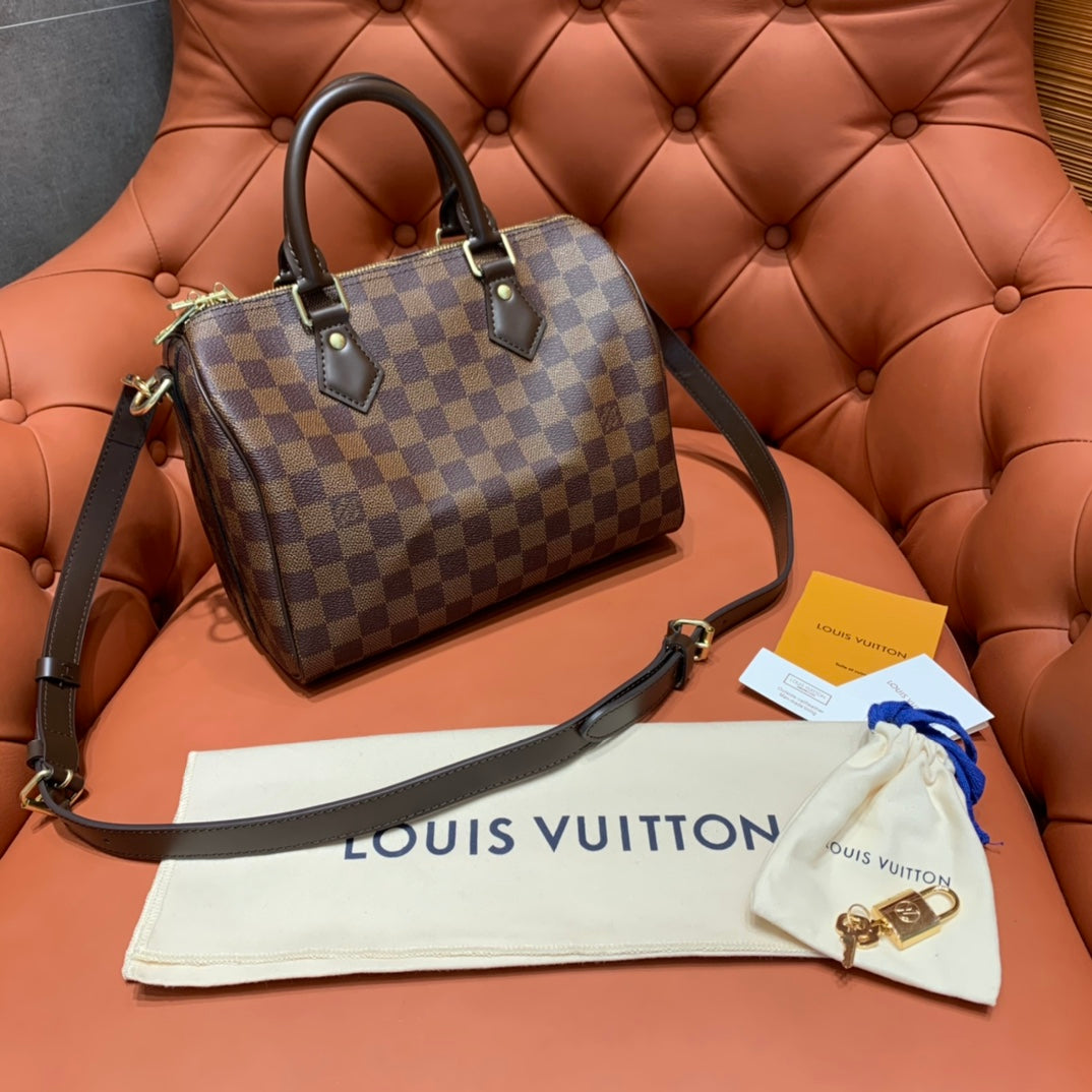 [TOP] Louis Vuitton LV Speedy 25 Bag  25x19x15cm-Brown