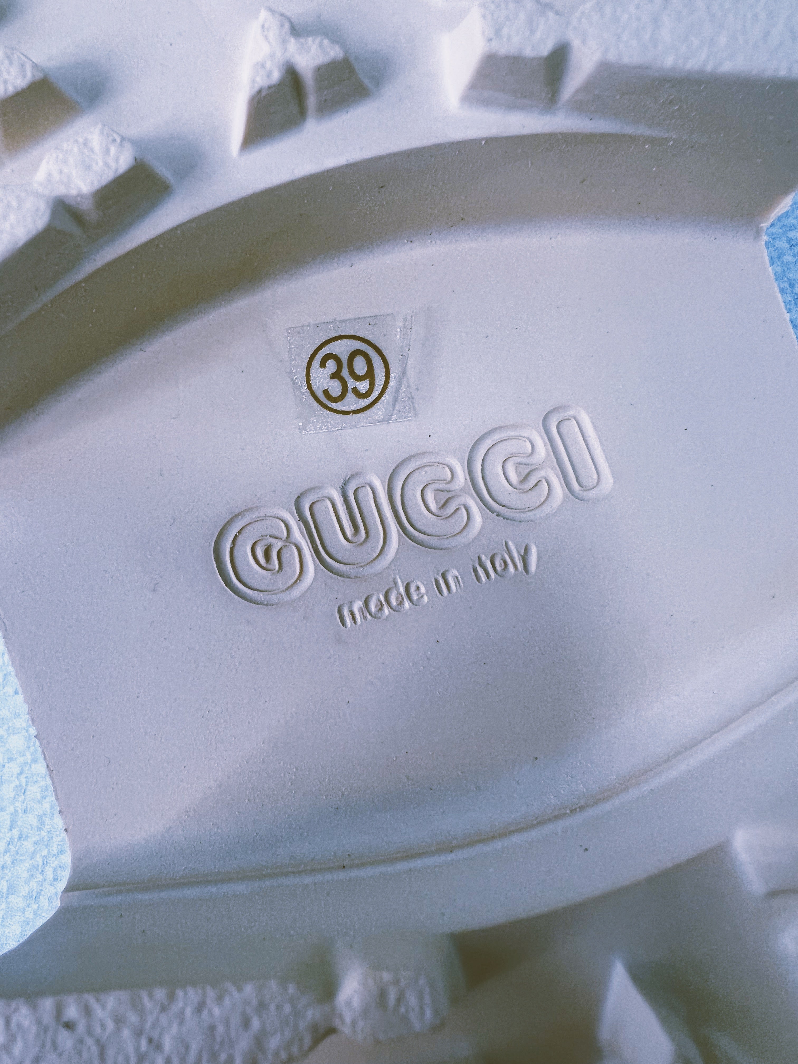 [TOP] GUCCI Perforated Platform Mules - Cream