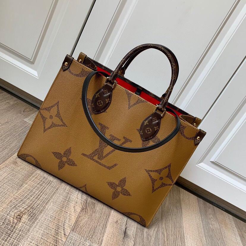 [TOP] Louis Vuitton LV On The Go Giant Monogram MM 35x27x14cm -Brown