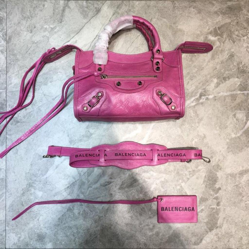 [TOP] BALENCIAGA Mini City Tote Bag Aged Calfskin - Pink
