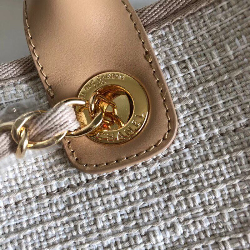 [TOP] CHANEL Deauville Top Handle Bag - Light Beige