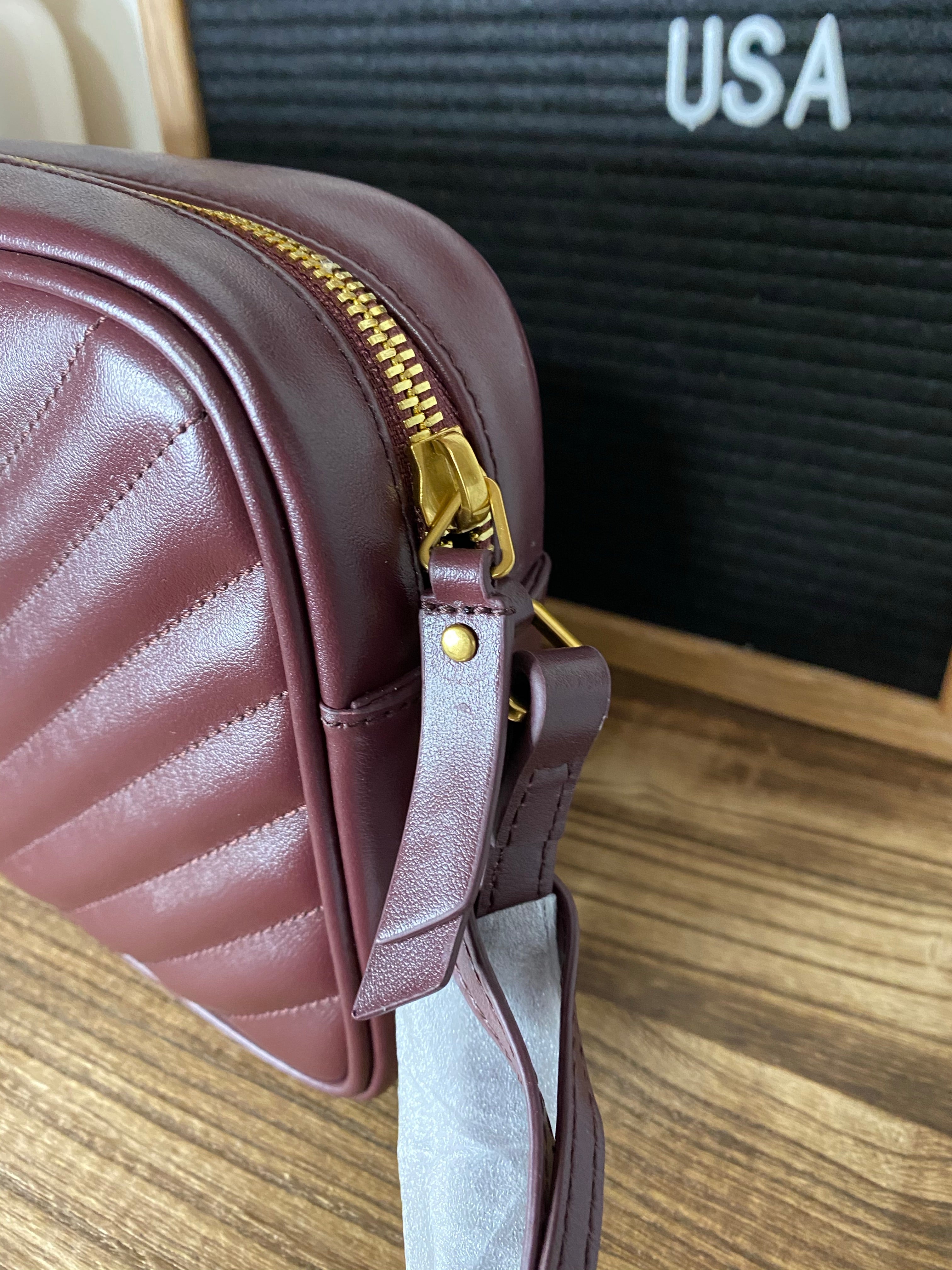 [TOP] Yves Saint Laurent YSL Loulou Camera Bag - Burgundy