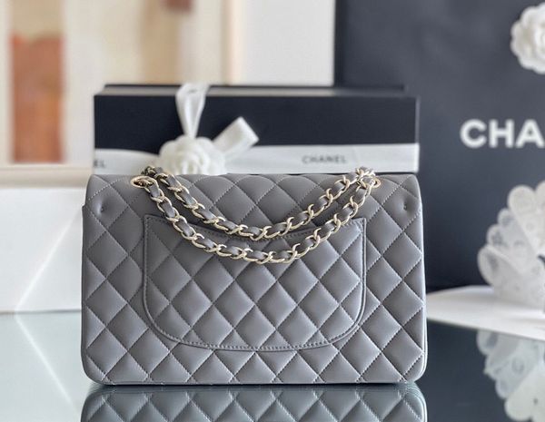 [TOP] CHANEL Classic Flap Bag Lambskin Medium 25.5cm – Grey & GHW