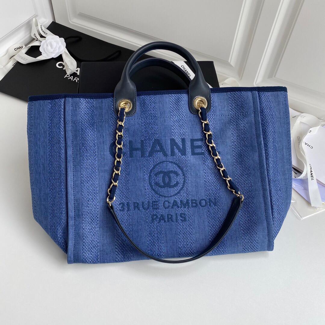 [TOP] CHANEL Deauville Tote - Blue