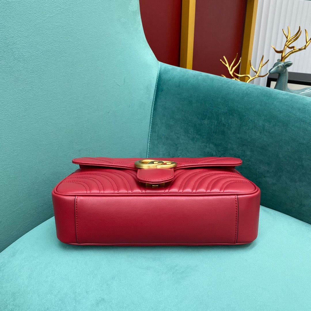 [TOP] GUCCI GG Marmont Bag Matelasse Shoulder Small 26cm - Red