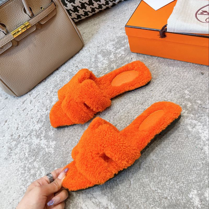 [TOP] HERMES Oran Shearling Sandals - Collection