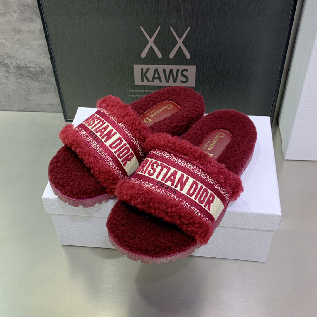 [TOP] Christian Dior D-Way Slide Embroidered Cotton and Shearling - 20 Colours