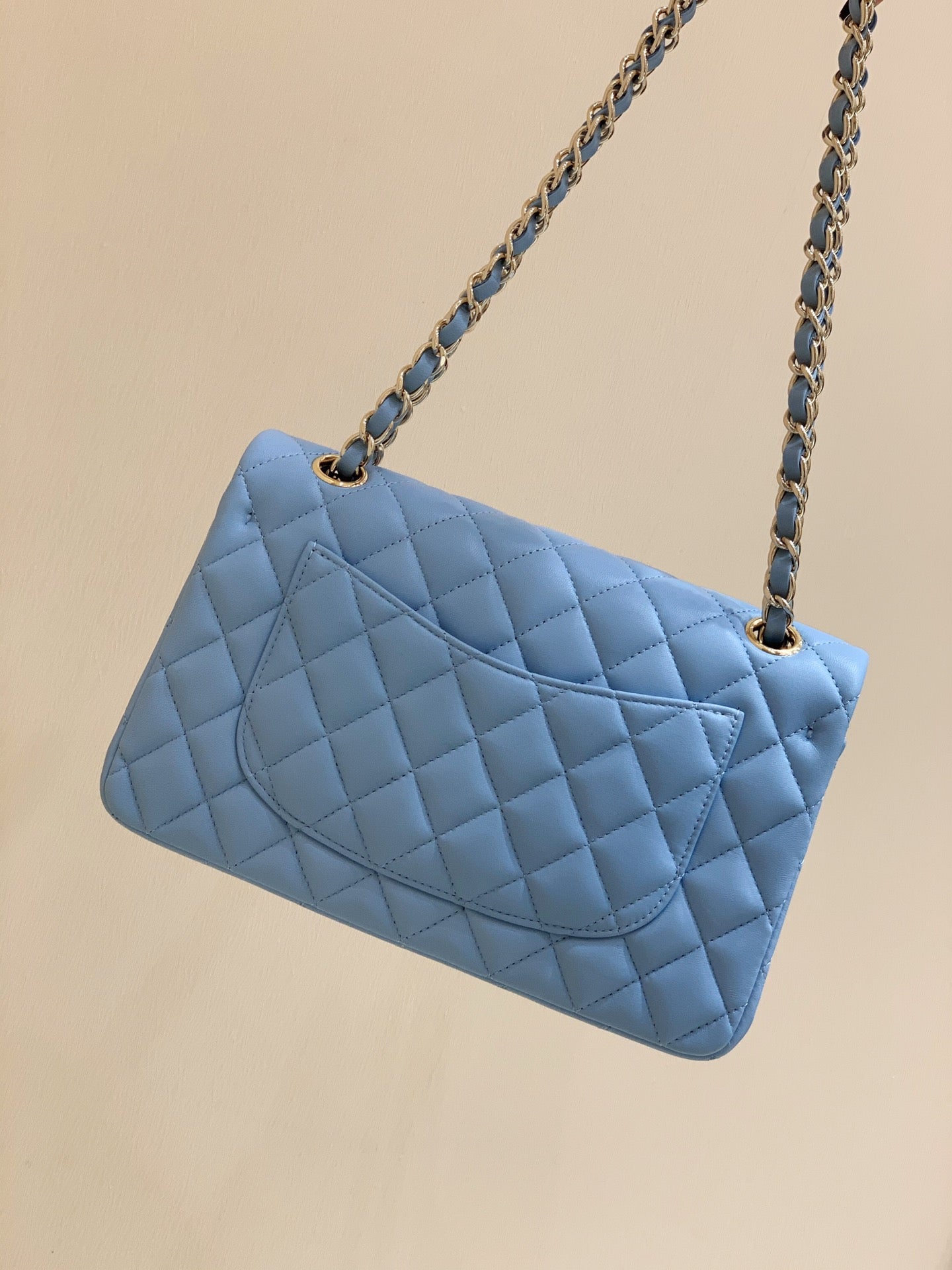 [TOP] CHANEL Classic Flap Bag Lambskin  23cm /25cm– Light Blue & GHW