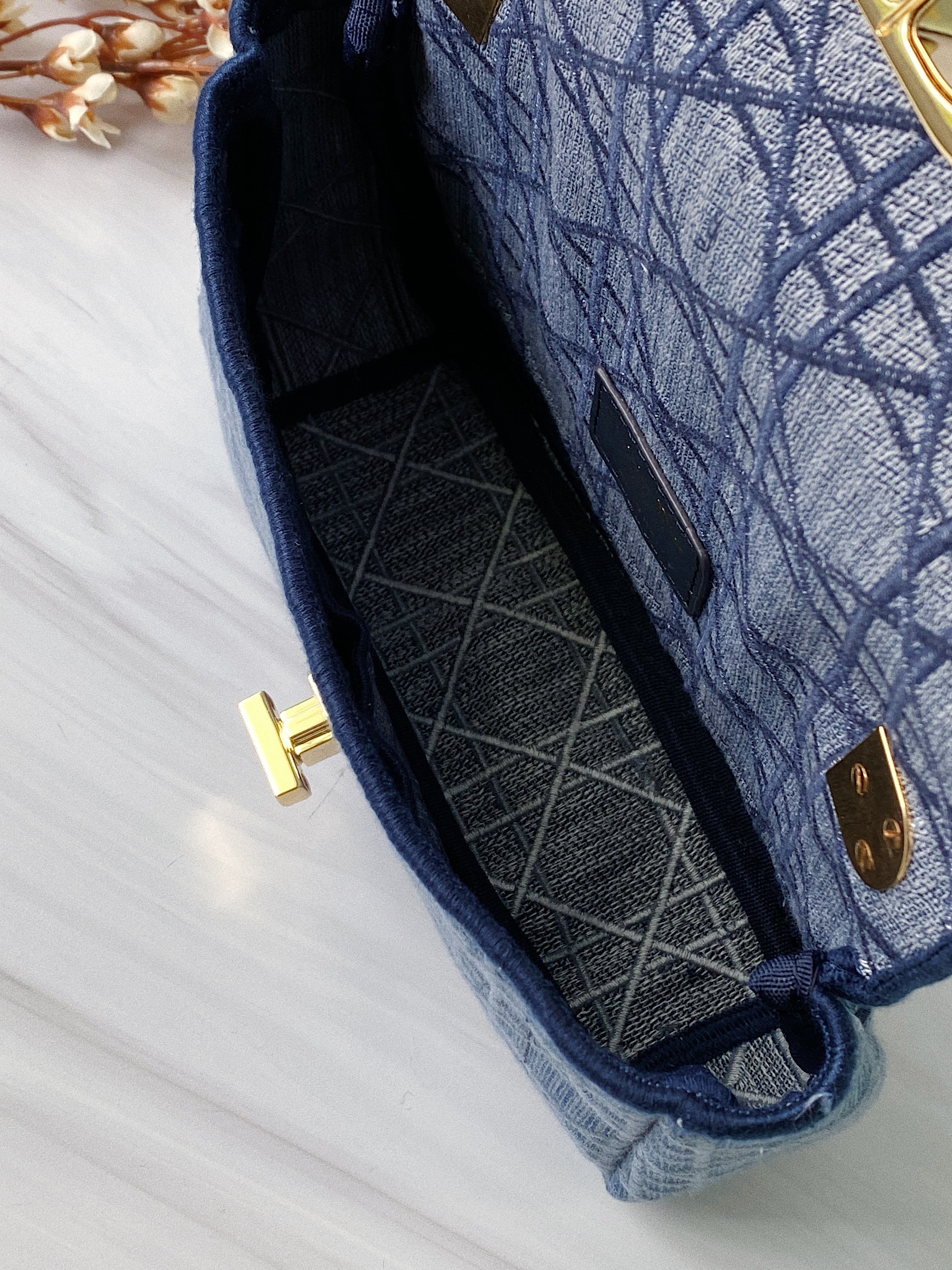 [TOP] Christian Dior Caro Bag Small - Blue Denim