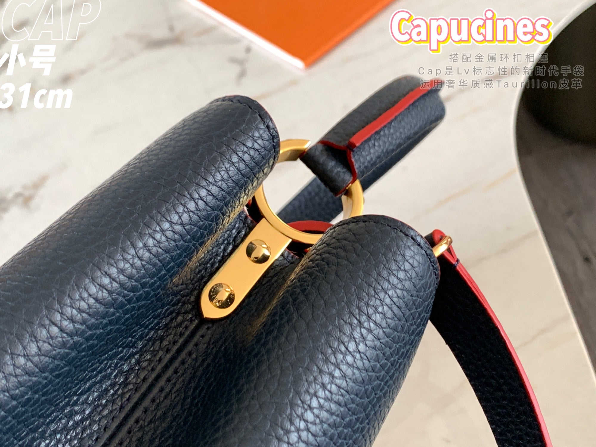 [TOP] Louis Vuitton LV Capucines MM 31x20x11cm  - Navy