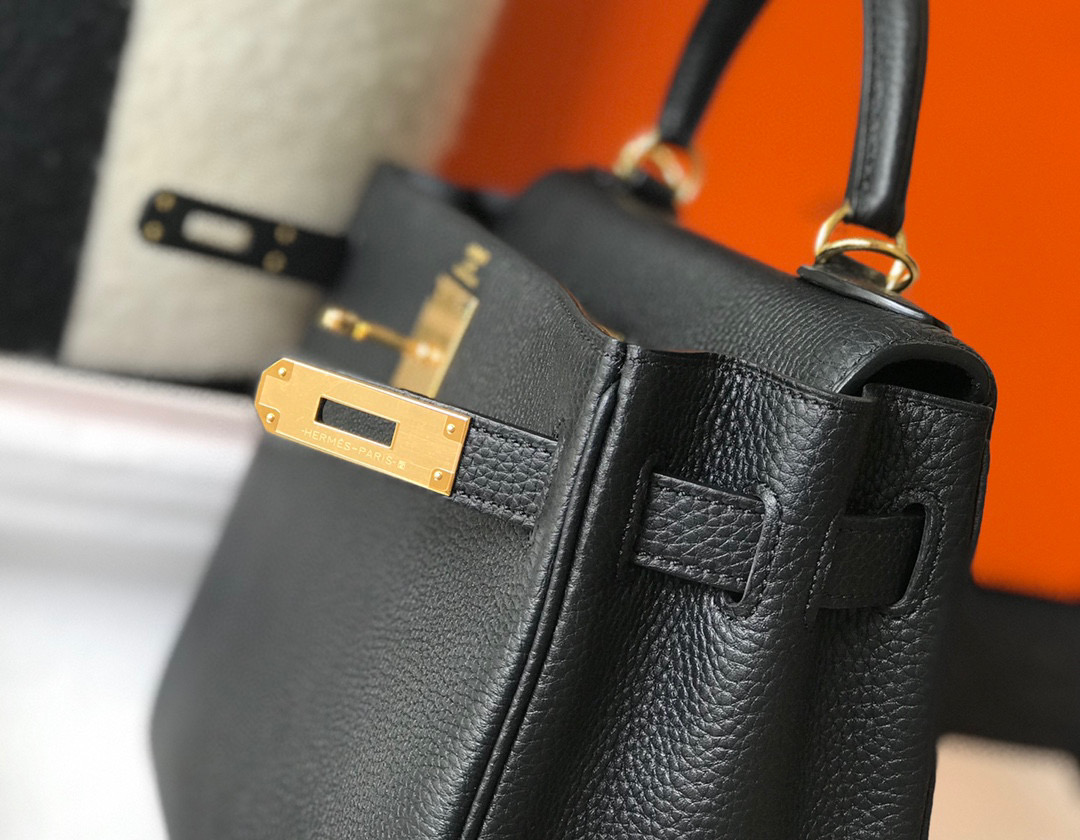 [TOP] HERMES Togo Leather Kelly Bag 25cm/28cm/32cm - Black & GHW