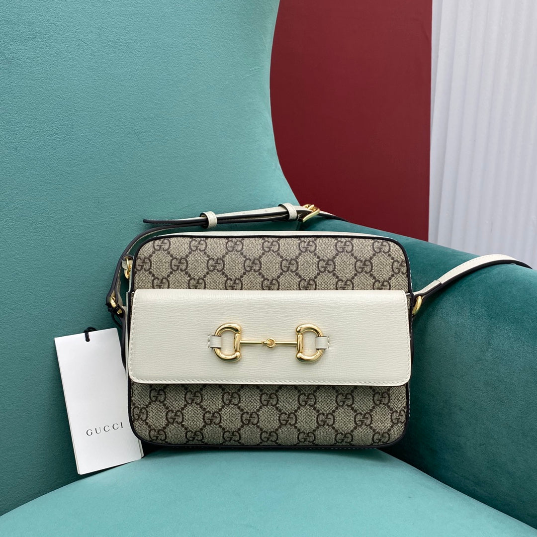 [TOP] GUCCI Horsebit 1955 Bag Small - White