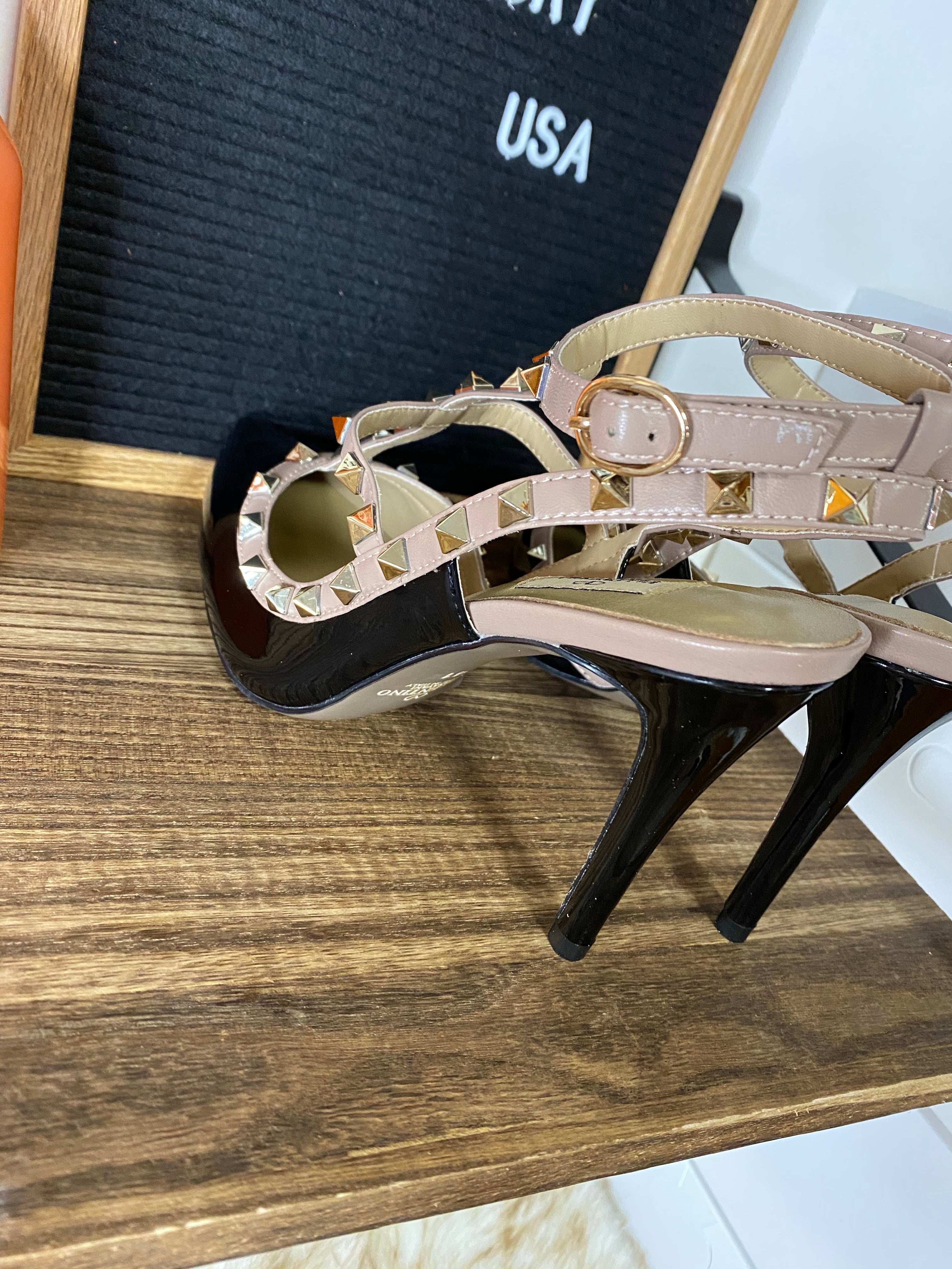 [TOP] VALENTINO  R0ckstud Slingback 100mm Pump - BLACK