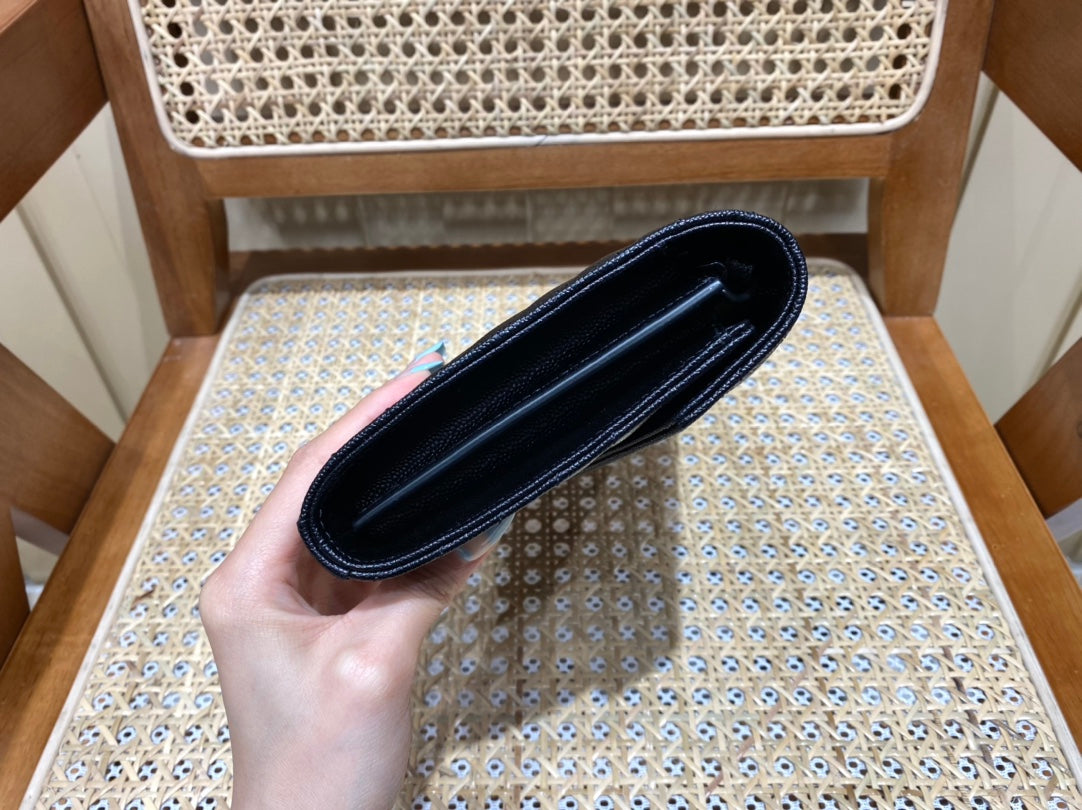 [TOP] Yves Saint Laurent YSL WOC Matelasse Medium Purse - All Black