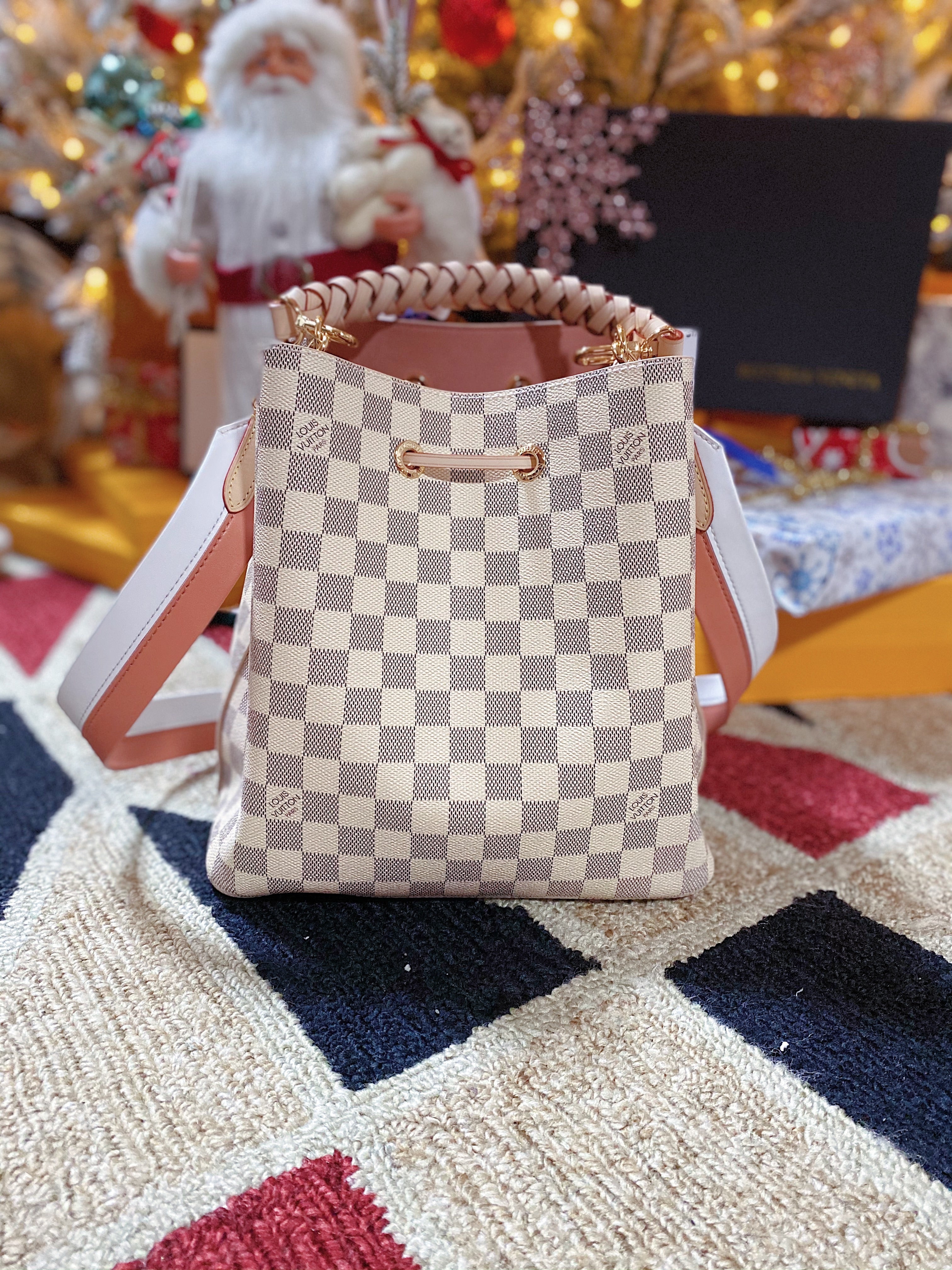 [TOP] Louis Vuitton LV  Noe Bag With Braided Handle 34x26x19cm - Damier Azur