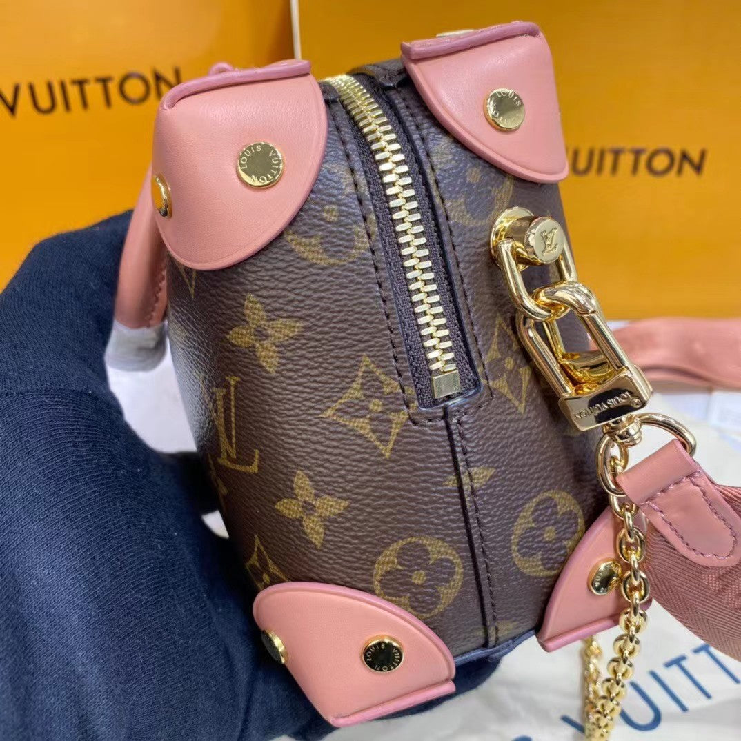 [TOP] Louis Vuitton LV L*V Petite Malle Souple Monogram Bag 20x14x7.5 CM- Peach