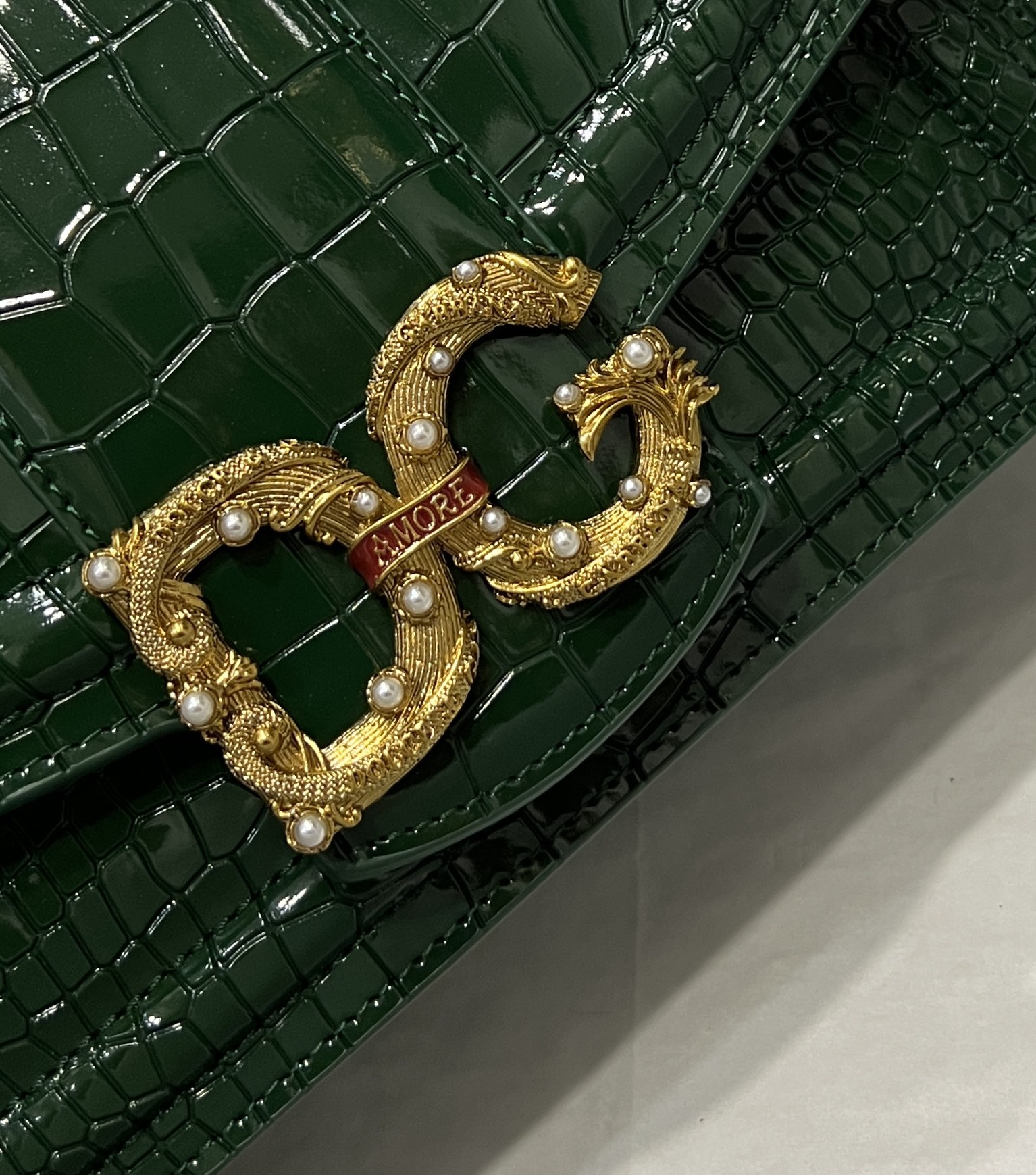 [TOP] Dolce & Gabbana D&G  Crocodile 27*18*8cm -Print Calfskin DG Girls Handbag