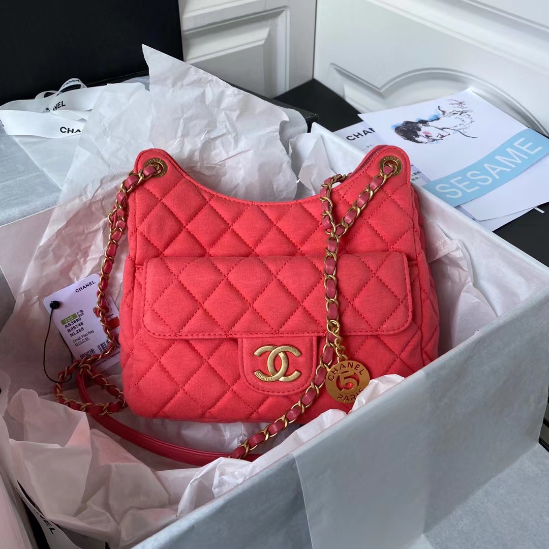 [TOP] CHANEL Hobo Handbag Tweeds & Fabrics- 21.5x22.5x7cm -GHW-4 colours