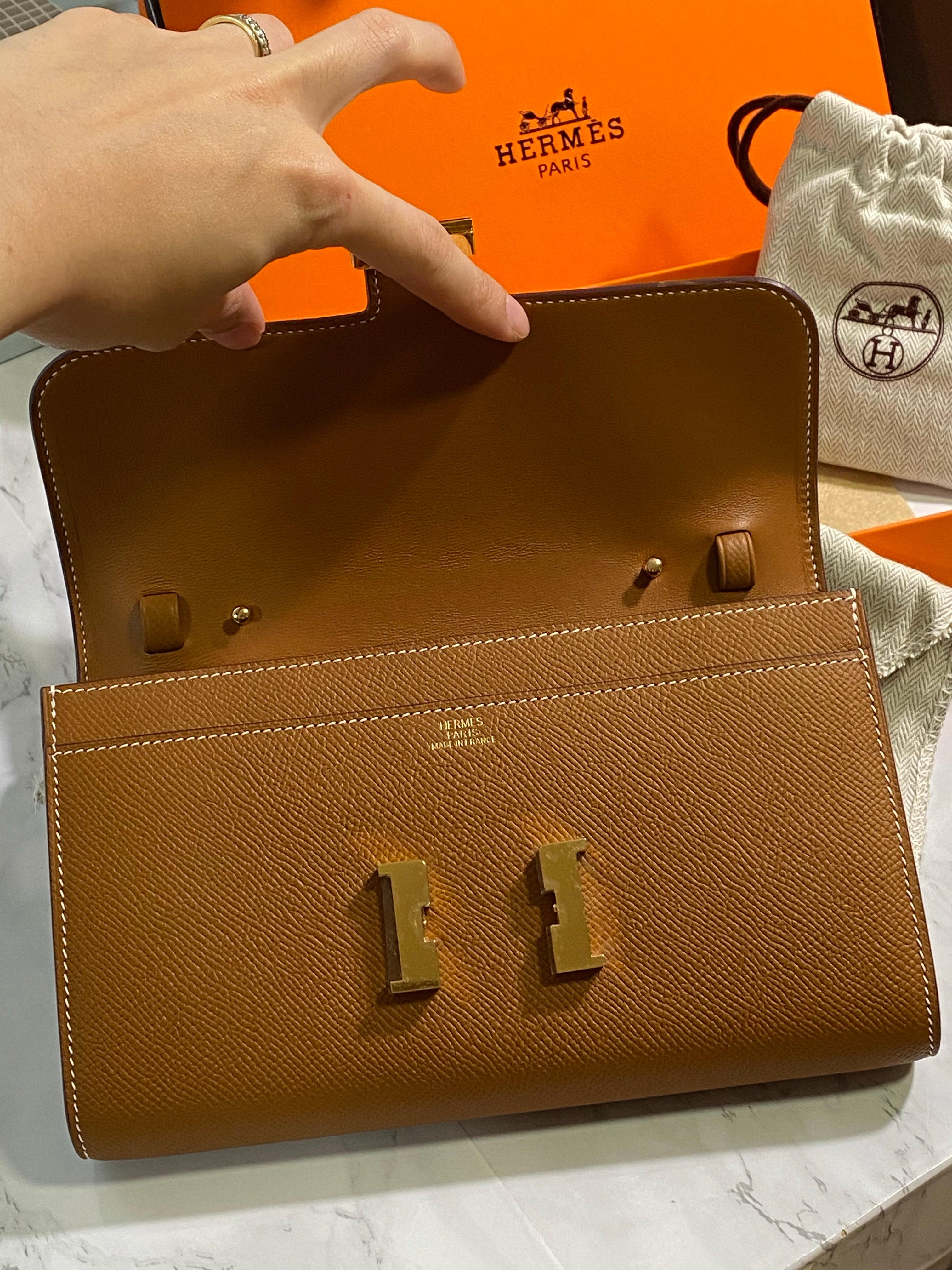 [TOP] HERMES Epsom Constance Long Wallet - Brown & GHW