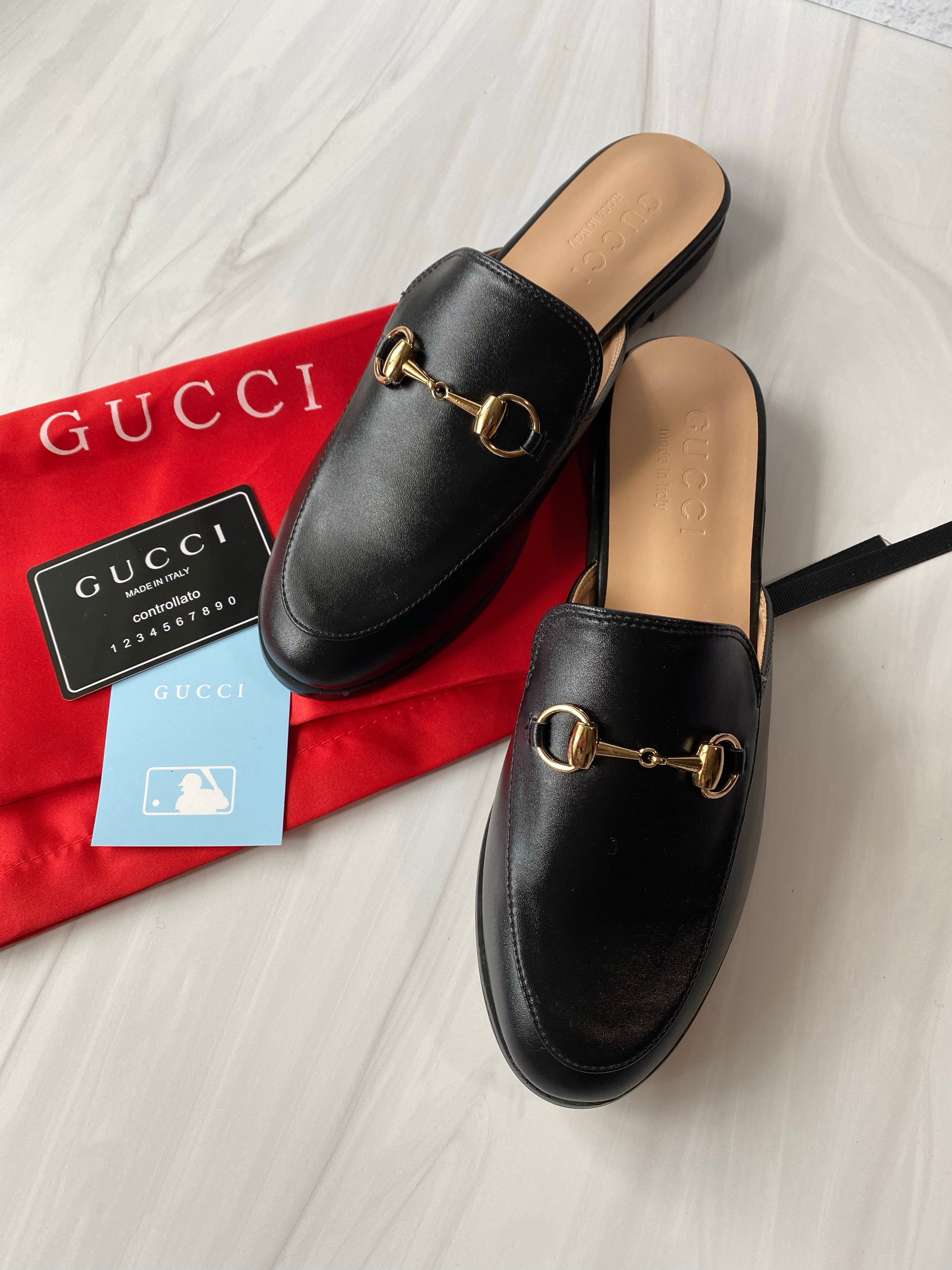 [TOP] GUCCI Princetown Mules Sandals - Black