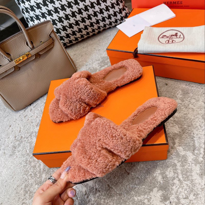 [TOP] HERMES Oran Shearling Sandals - Collection