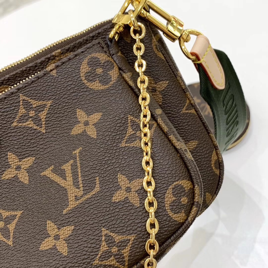 [TOP] Louis Vuitton LV L*V Multi Pochette Accessories Bag 21X12X3cm- Green Strap