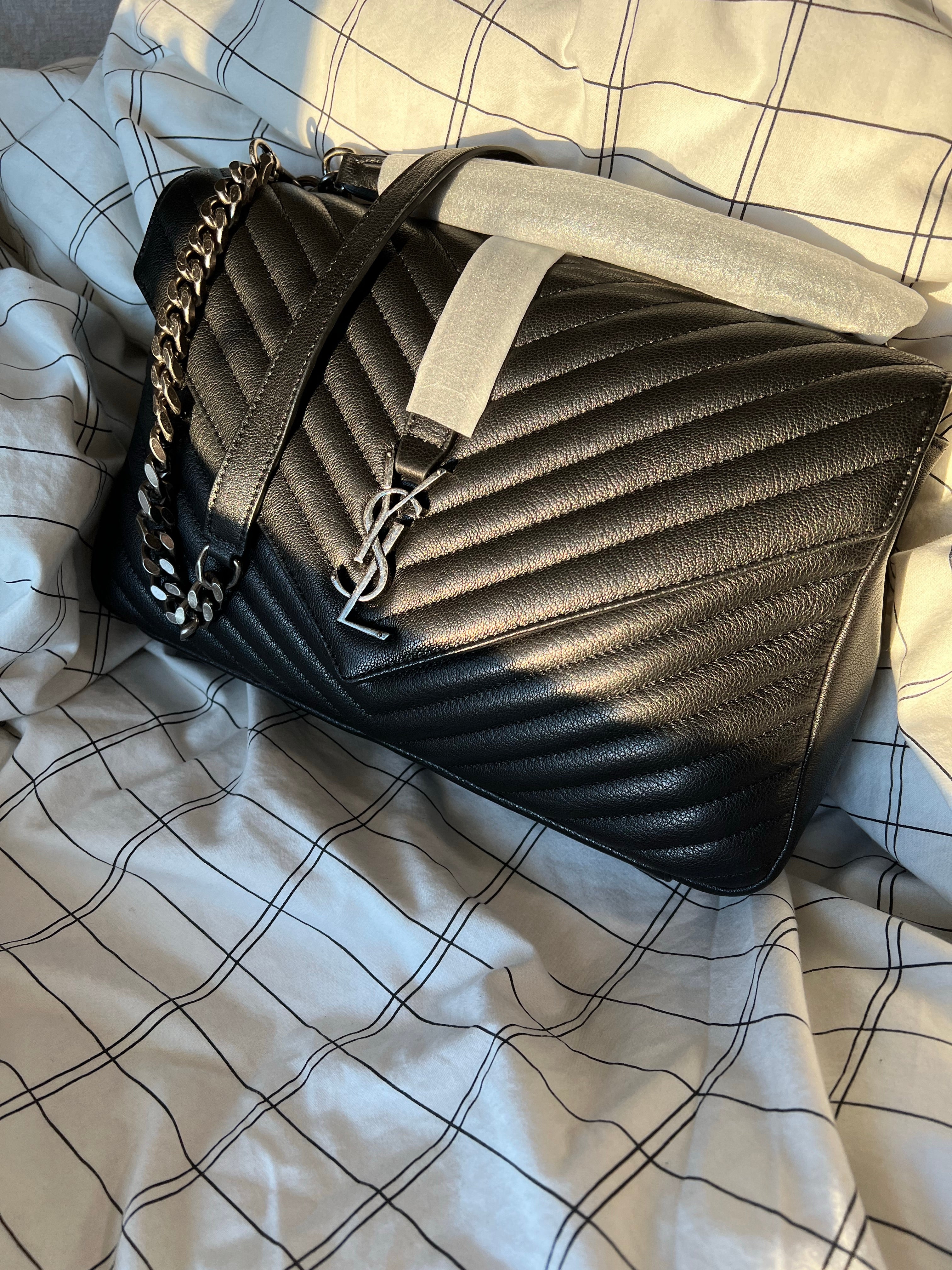 [TOP] Yves Saint Laurent YSL College Medium Top Handle Bag - Black w SHW