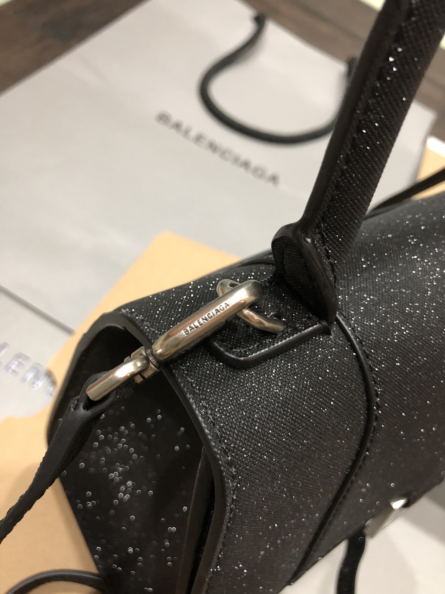[TOP] BALENCIAGA Starry Sky Hourglass Bag 19/23cm - Black