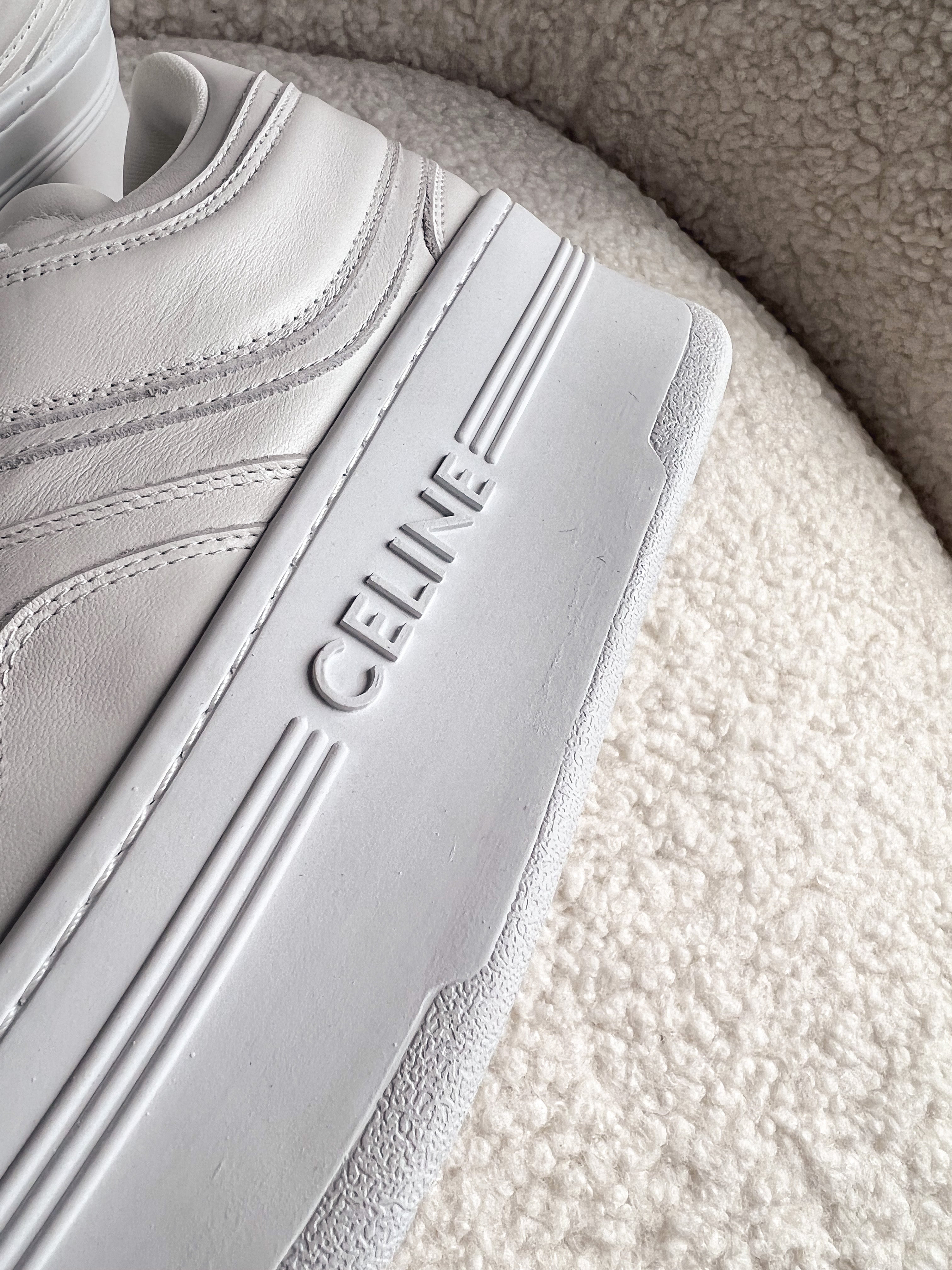 [TOP] CELINE Block Sneakers w Wedge Outsole - White