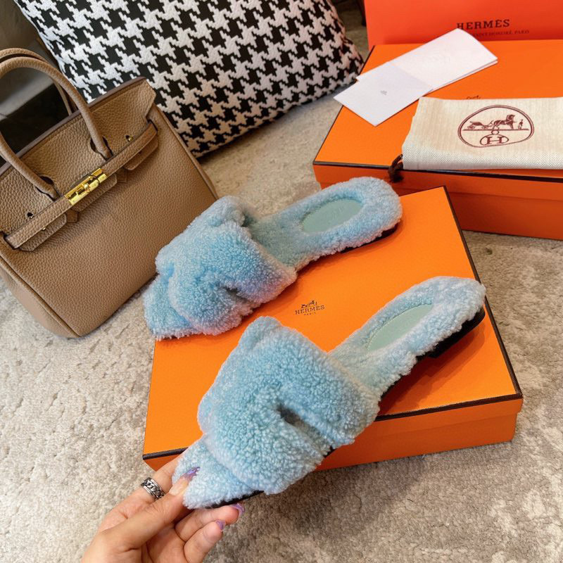 [TOP] HERMES Oran Shearling Sandals - Collection