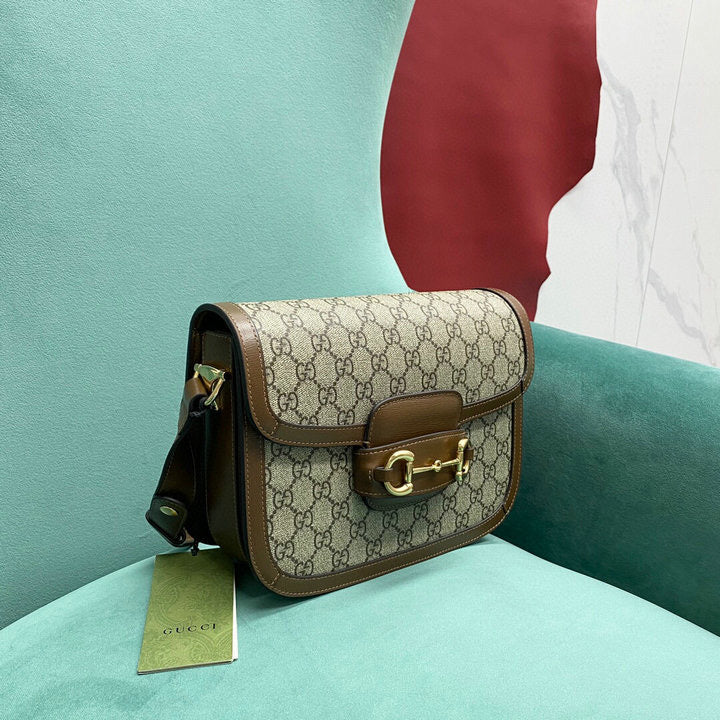 [TOP] GUCCI G*G Horsebit Mini/Medium Bag 20x15x5cm/25x18x8cm - Brown