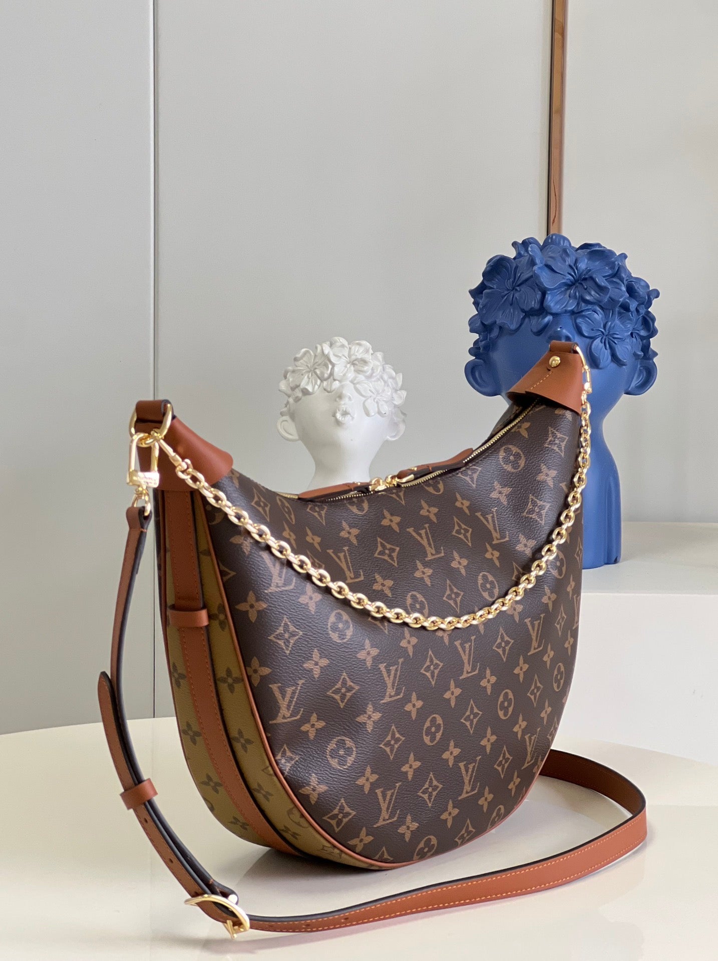 [TOP] Louis Vuitton LV Loop GM Hobo Monogram Bag 38×30×10 cm-Brown