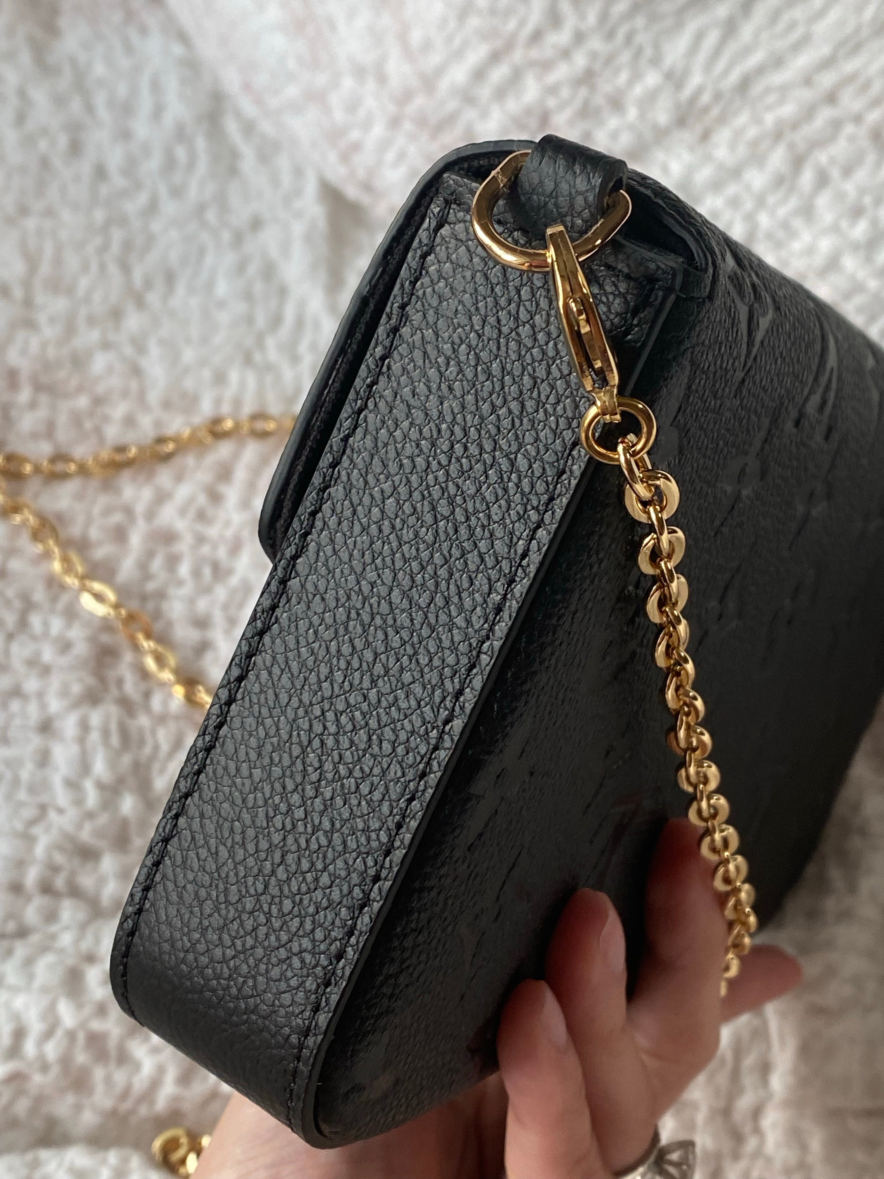 [TOP] Louis Vuitton LV £V Felicie Empreinte Pochette 21X12X3cm - Black
