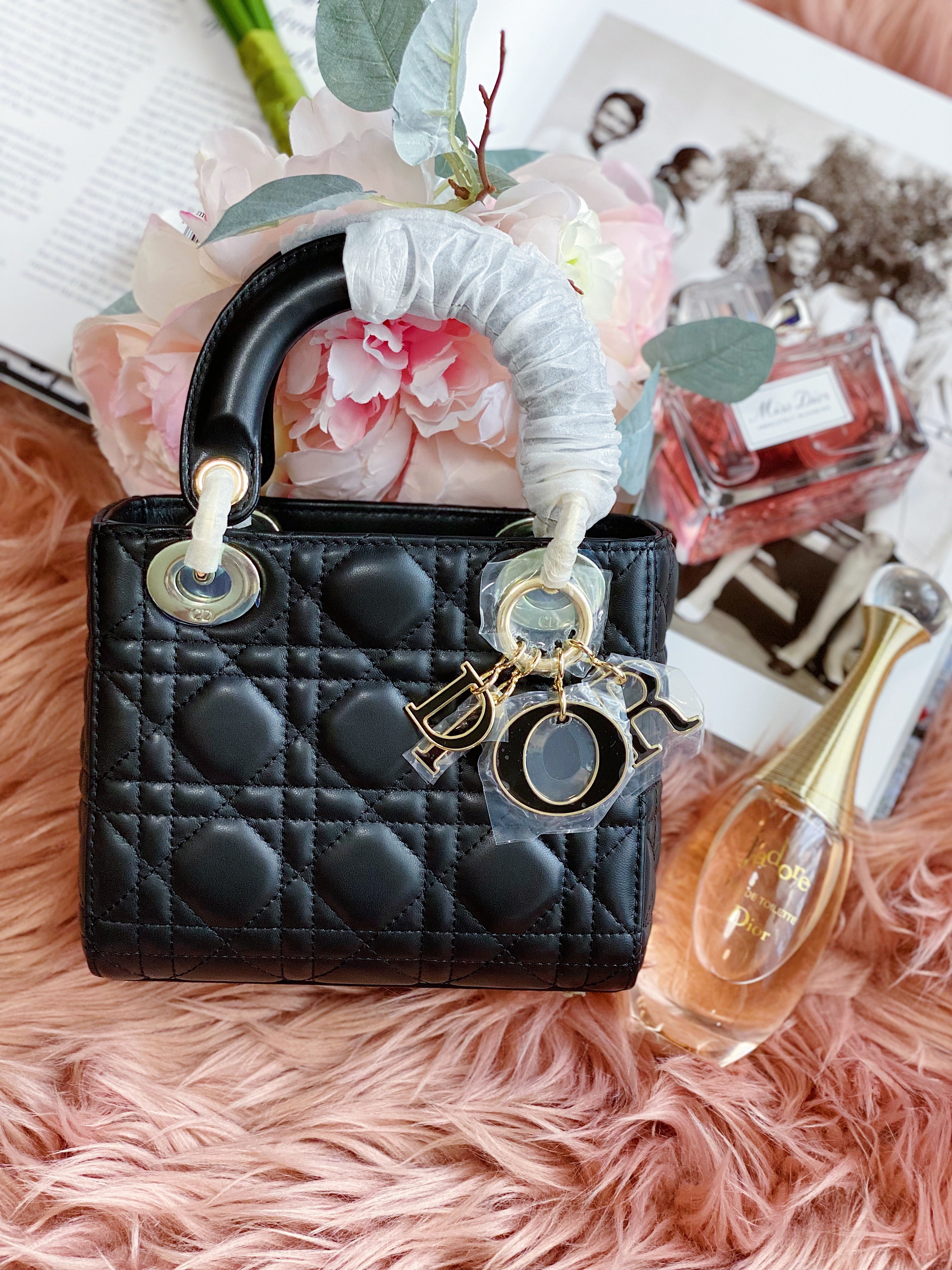 [TOP] Christian Dior Lady Christian Dior Bag Mini - Black with 2 tones hardware