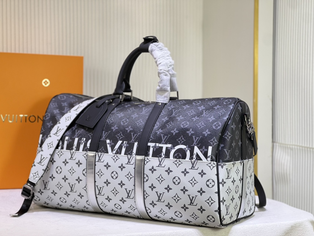 [TOP] Louis Vuitton LV Keepall Travel Bag 50x29x23cm-Black and White