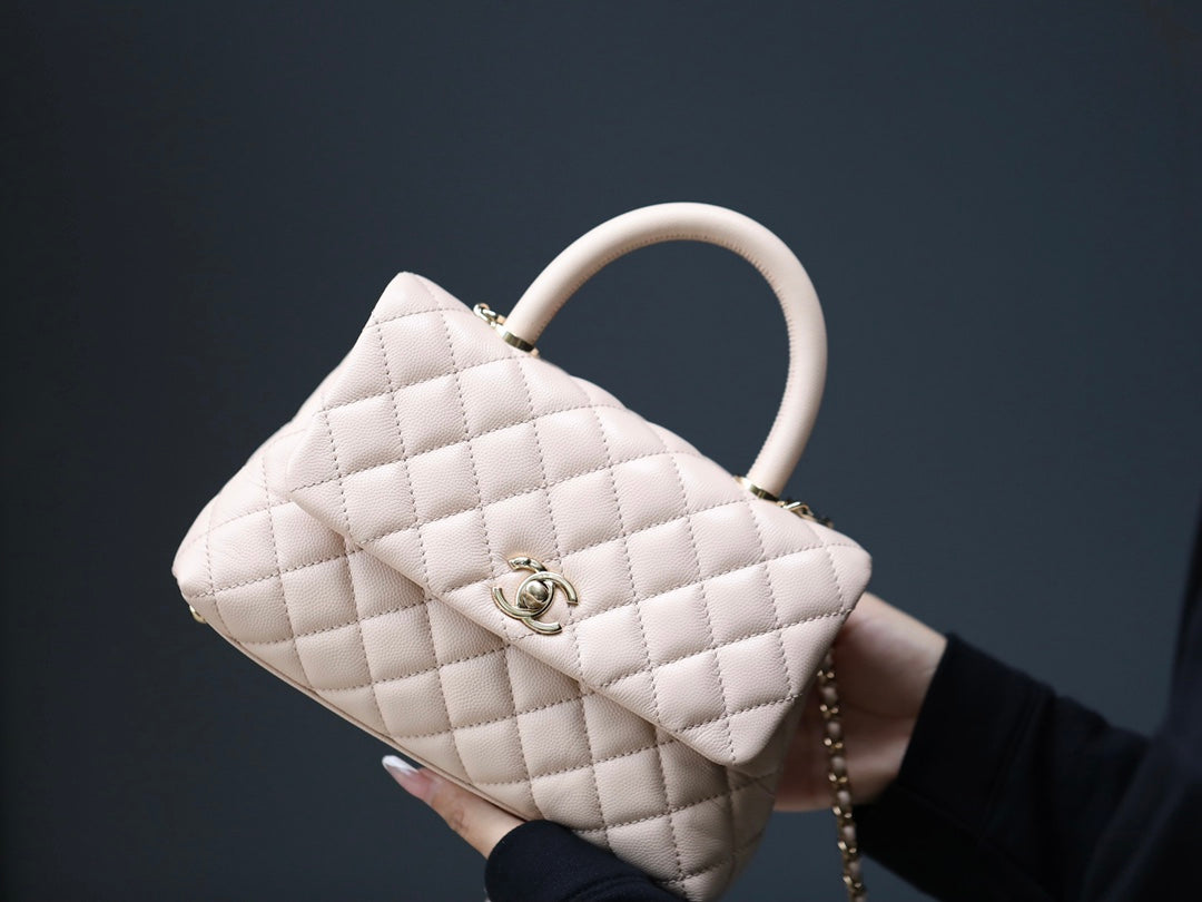 [TOP] CHANEL CoCo Handle Bag Small 19cm - Light Pink & GHW