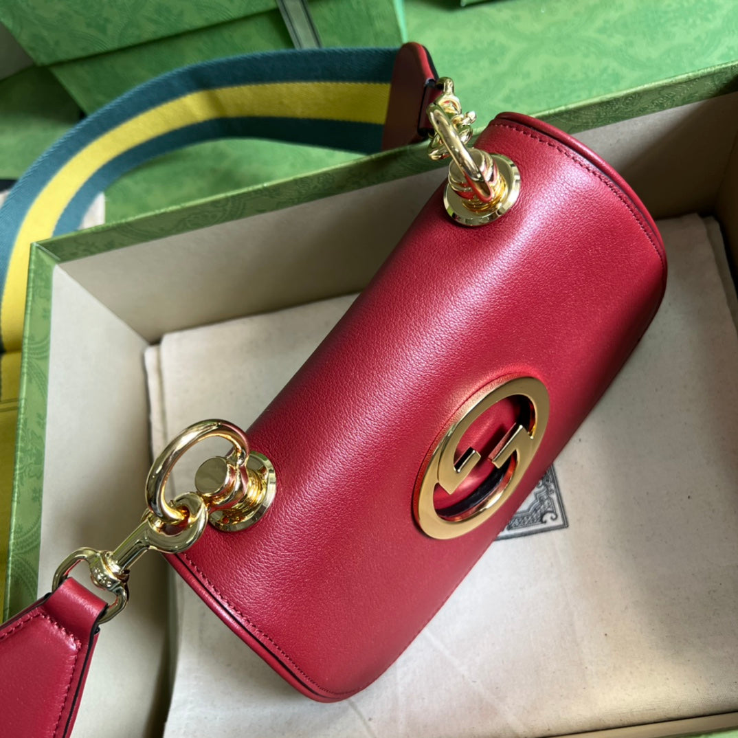 [TOP] GUCCI G*G Blondie Mini Leather Bag 22x13x5.5cm - Red