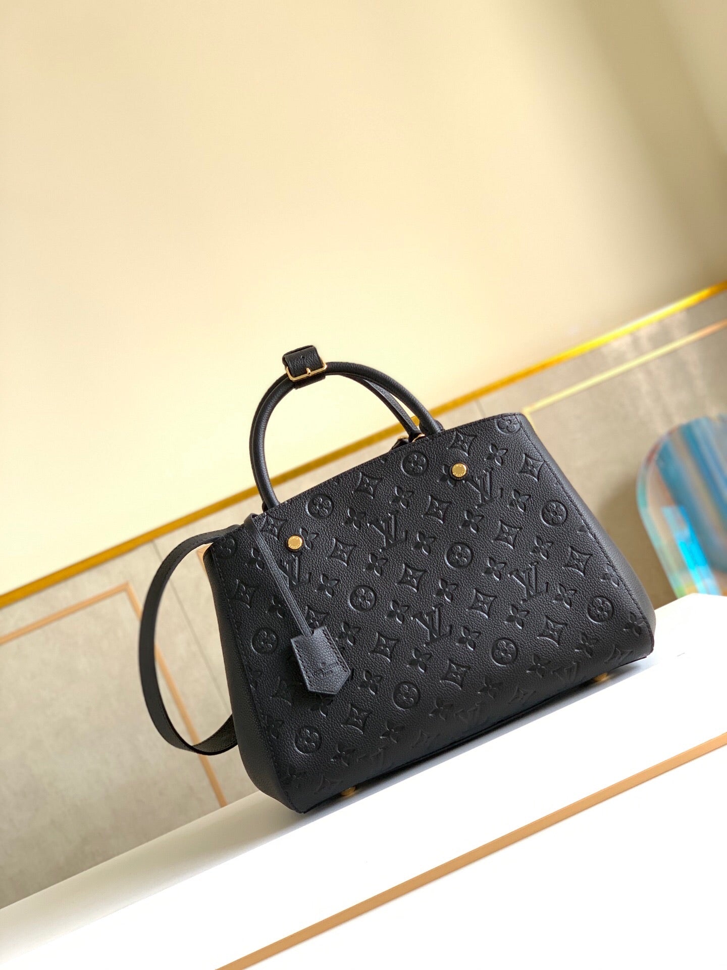 [TOP] Louis Vuitton LV LV Montaigne MM Empreinte Bag - BLACK