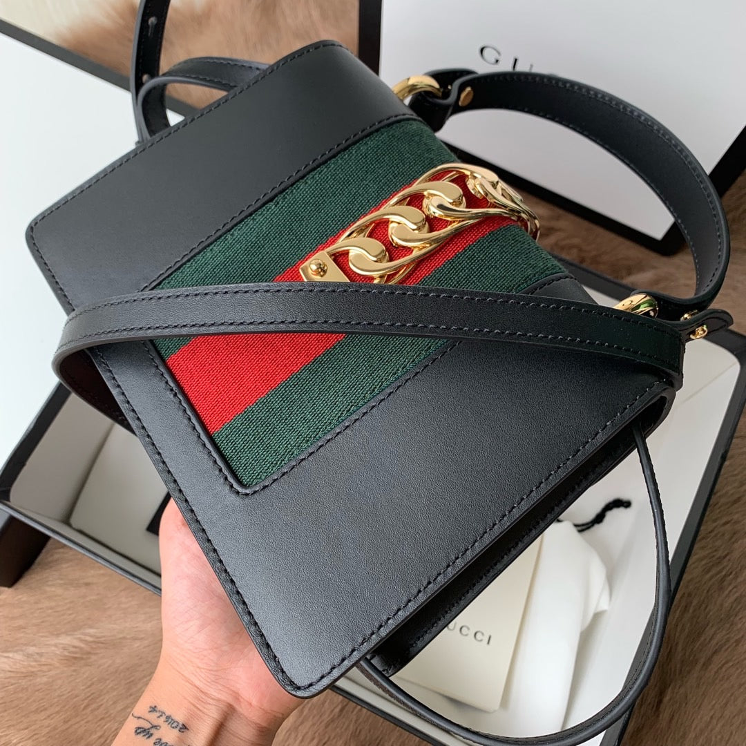 [TOP] GUCCI G*G Sylvie Leather Bag - Black
