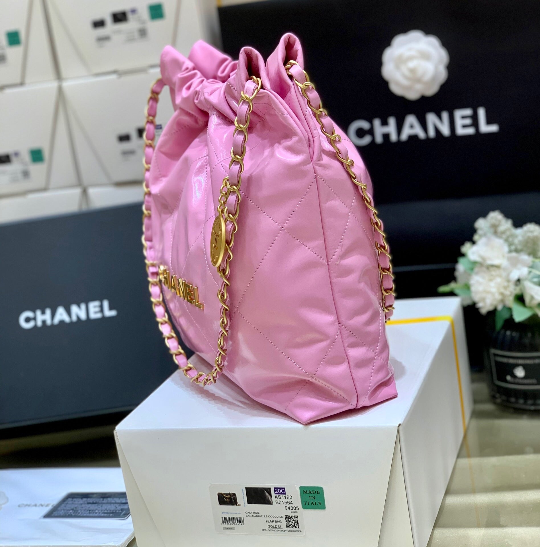 [TOP] CHANEL 22 Bag Small 35cm - Pink & GHW