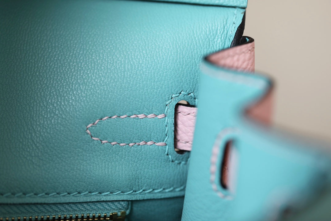 [TOP] HERMES Birkin 2 Tone Togo Bag 30cm - Blue and Pink (Customised)