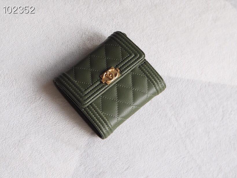 [TOP] CHANEL Boy Trifold Wallet - Dark Green