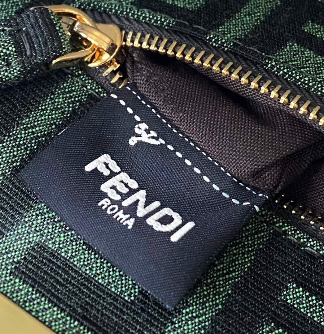 [TOP] FENDI FENDI Jacquard Interlace Peekaboo Mini Bag - Green
