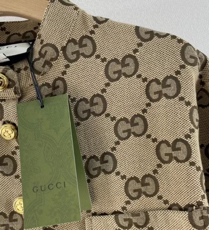 [TOP] GUCCI Maxi GG Canvas Shirt - Camel and Ebony