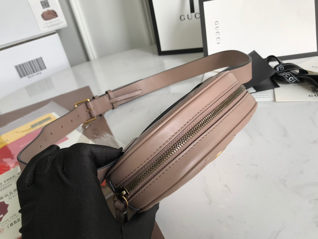 [TOP] GUCCI GG Marmont Belt Bag - Dusty Pink