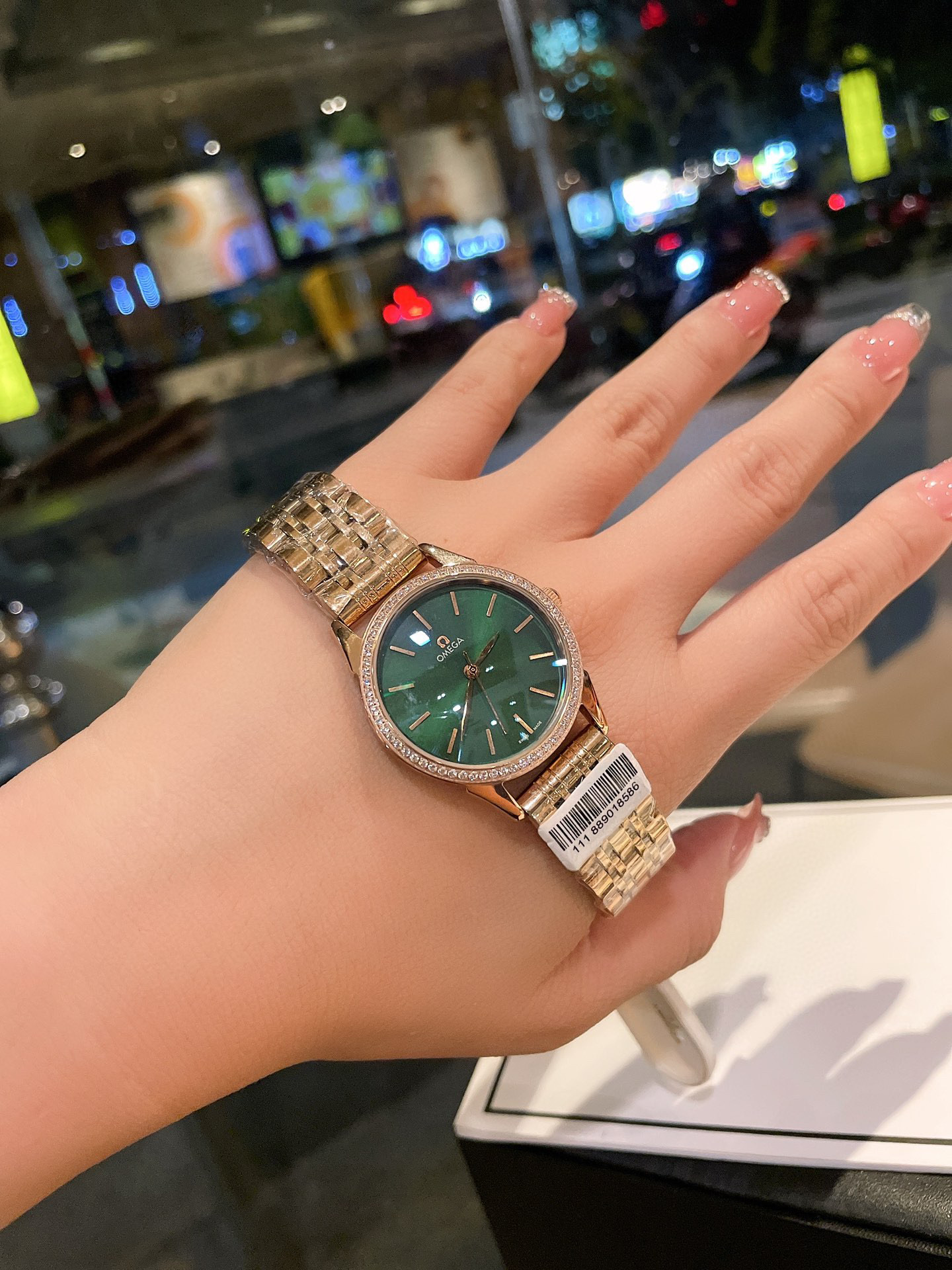 [TOP] OMEGA Green Dial Lady Watch 34mm - Gold/White Gold